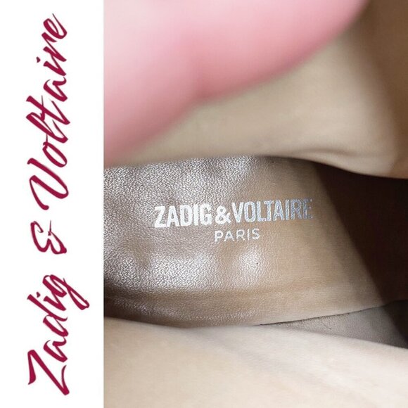 ZADIG & VOLTAIRE White Leather Snakeskin Urban Cowboy Studded Ankle Bootie, 37 - Picture 6 of 12